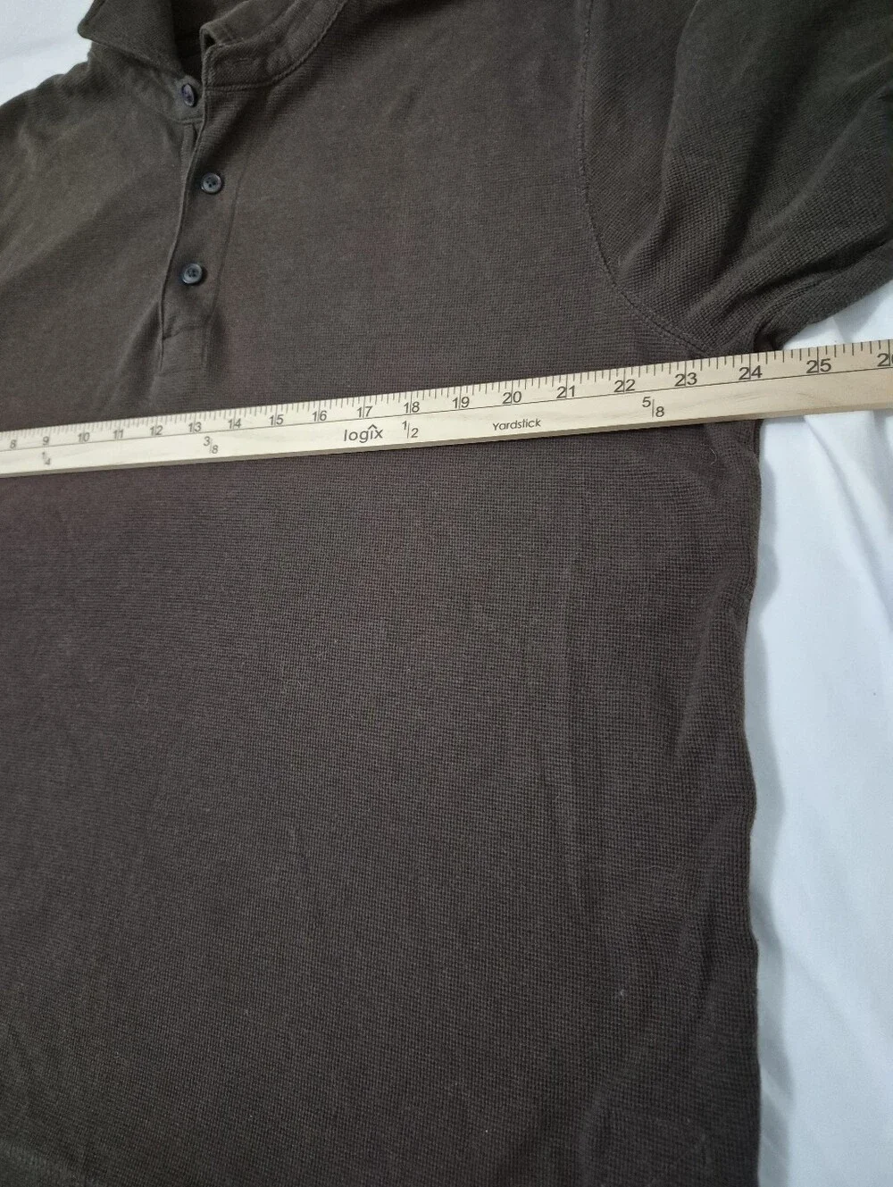 Banana Republic Waffle Long Sleeve Polo Brown Men Large